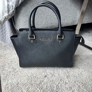 Michael Kors Black Satchel with Gold Accents